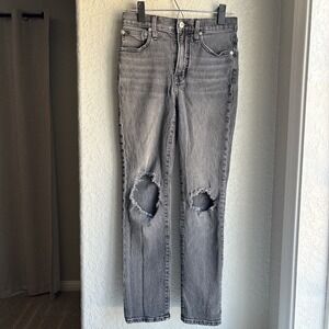 Madewell Women's 24 Jeans Gray Perfect Vintage Grey‎ Distressed High Rise
